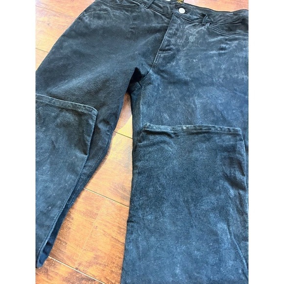 Vintage Jou Jou Skins Suede Leather Biker Y2K Slim Straight Pants Size 13/14 - Picture 6 of 13